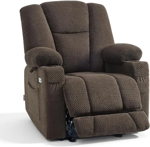 Vista 14 de MCombo Zero Gravity Silla Reclinable Eléctrica con Masaje de Calor y Vibración, Silla Reclinable con Puertos USB y Tipo C, Portavasos para Sala