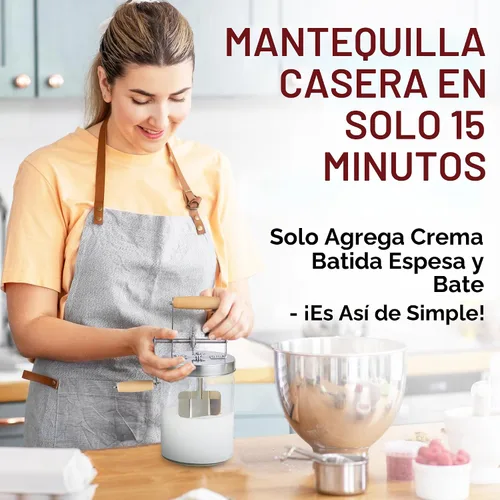 Vista 2 de Batidora de Mantequilla Dazey - Tela de Queso, Paletas de Mantequilla, Libro de Recetas INCLUIDOS - Batidora de Mantequilla de Manivela Manual
