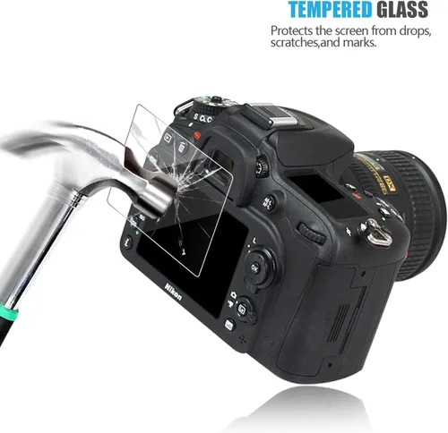 Vista 4 de Protector de pantalla de vidrio templado para Nikon D3500 D3400 D3300 D3200 D3100, AKWOX [0.012 in 2.5D alta definición 9H] cubierta protectora