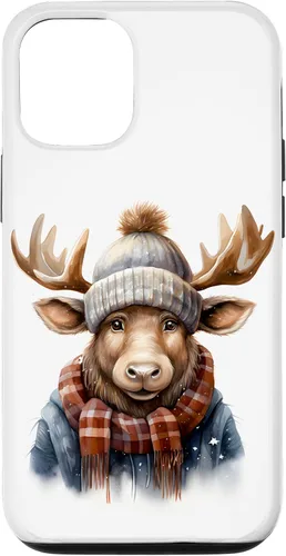 Vista 28 de Cute Moose with Winter Hat & Scarf Case for iPhone 17