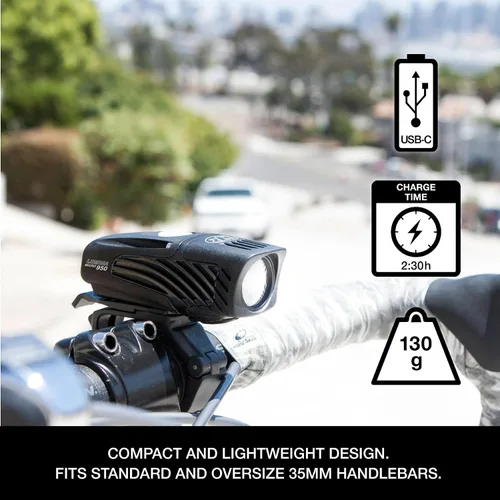 Vista 2 de NiteRider Lumina Micro 950 Luz delantera para bicicleta/Vmax+ 180 luces traseras para bicicleta, paquete combinado - Luces LED para bicicleta