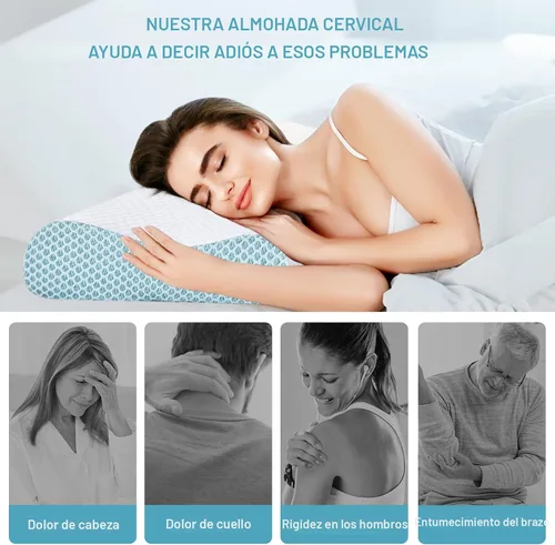 Vista 2 de Paquete de 2 almohadas de espuma viscoelástica para el cuello, almohada de apoyo para el cuello para aliviar el dolor, almohada cervical ergonómica