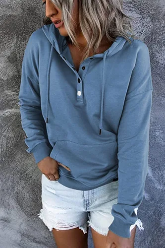 Vista 27 de NEYOUQE Sudaderas de moda para mujer, para otoño e invierno, con botones de un cuarto, sudaderas casuales de moda con cuello redondo