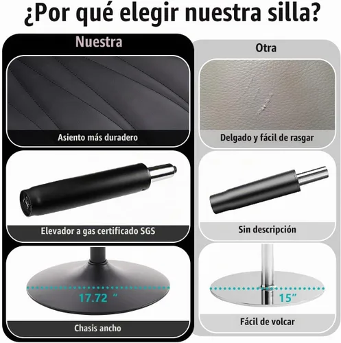 Vista 6 de Kidol & Shellder Juego de 2 taburetes de bar ajustables giratorios de altura de mostrador, modernos tapizados de piel sintética, taburetes de bar