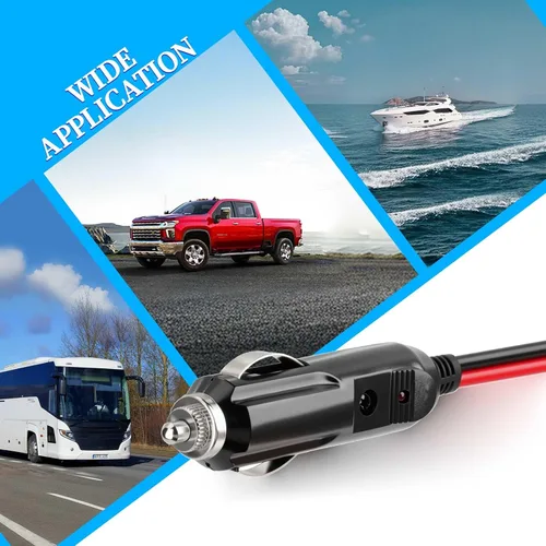 Vista 6 de ELFCULB Cable de encendedor de cigarrillos macho a macho, cable de extensión de enchufe de encendedor de cigarrillos de automóvil de 14 AWG 12 V
