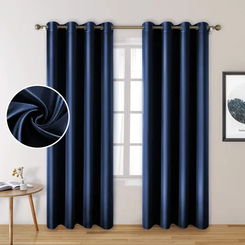 Vista 16 de HOMEIDEAS 2 paneles de cortina de seda sintética, cortinas opacas para dormitorio