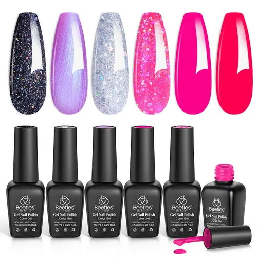Vista 21 de Beetles - Juego de esmaltes de uñas de gel azul, 6 colores A - Azul Bubble Splash