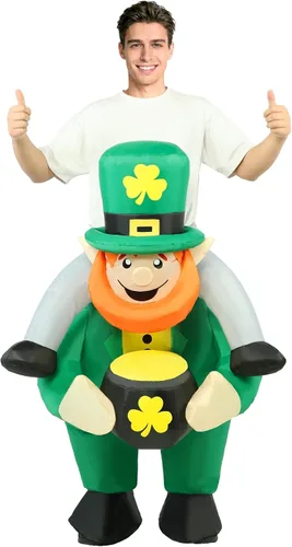 Vista 2 de Disfraz inflable de duende del día de San Patricio para hombres