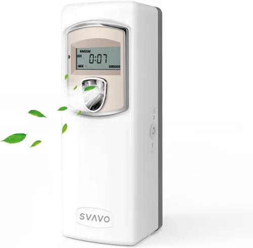 Vista 10 de Dispensador de fragancia automático LCD SVAVO - Dispensador de ambientador automático en aerosol programable, montaje en pared/independiente, ABS
