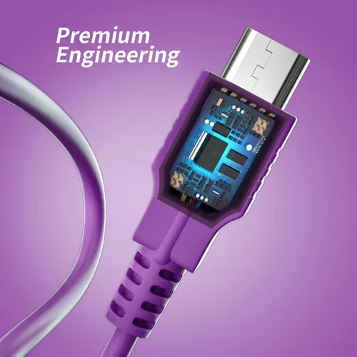 Vista 3 de ECHZOVE Cable morado compatible con Nintendo Switch y Switch modelo OLED, accesorios morados para Switch lite