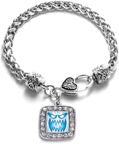 Vista 194 de Pulsera de dijes cuadrados de plata con joyería de circonita cúbica