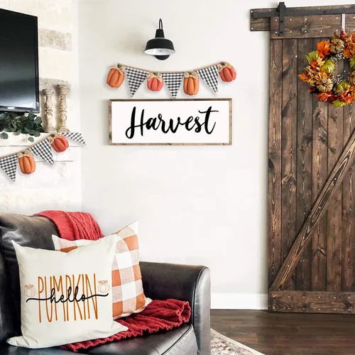 Vista 3 de Funda de cojín de calabaza Hello Pumpkin, de 18 x 18 pulgadas, funda de cojín cuadrada de otoño para Acción de Gracias, decoración rústica de granja