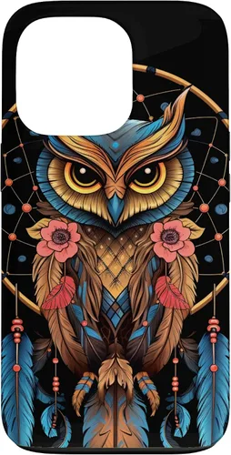 Vista 10 de Funda para iPhone 17 con diseño de plumas indias nativas americanas y búho