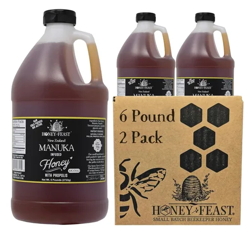 Vista 23 de HONEY FEAST 6 Libras de Miel en Granel Mezcla para Alergias - Vast American, Elaborada en Florida, Cruda y Sin Filtrar, Alto Contenido de Polen