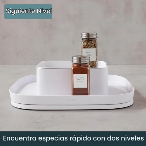 Vista 8 de YouCopia MagicTrack - Tocadiscos para especias, organizador rectangular de 2 niveles Lazy Susan