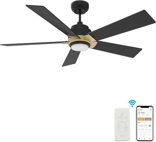 Vista 10 de SMAAIR - Ventiladores de techo inteligentes con luces y control remoto, ventilador de techo de perfil bajo de 52 pulgadas con luz LED regulable