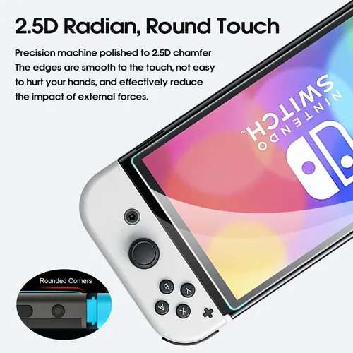 Vista 3 de XINRUISEN Paquete de 2 protectores de pantalla para Nintendo Switch Oled 2023, protector de pantalla de vidrio templado para Nintendo Switch OLED