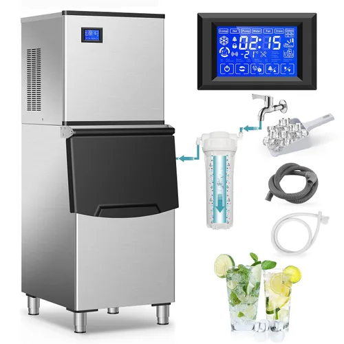 Vista 8 de Nugget Ice Makers - Máquina de hielo de pellets masticables suaves con función de limpieza automática, modo de mezcla de hielo/agua/agua helada, 50