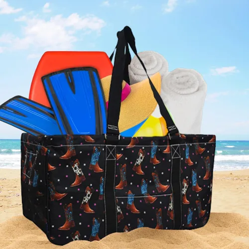 Vista 501 de NGIL Bolsa de comestibles reutilizable extra grande plegable de gran tamaño para comestibles, almacenamiento, picnic, playa, Estampado
