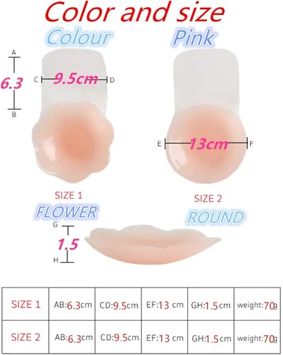Vista 7 de Cubiertas para pezones para mujer, adhesivo push-up reutilizable, 2 pares (4.7 pulgadas redonda)