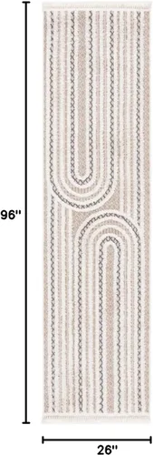 Vista 2 de SAFAVIEH Urban Collection URB210B - Alfombra para pasillo, 2 pies 2 pulgadas x 8 pies, beige y marfil, diseño moderno de flecos con borlas