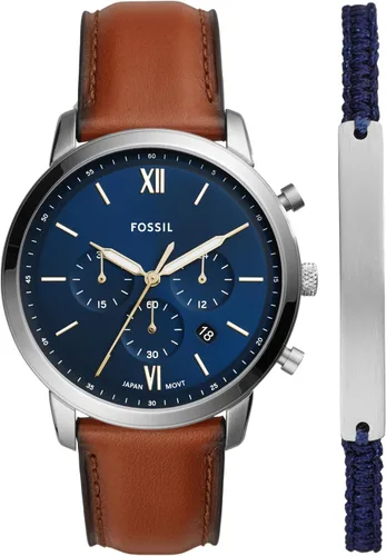 Vista 6 de Fossil Neutra - Reloj cronógrafo de cuarzo de acero inoxidable y cuero para hombre Pulsera negra/marrón