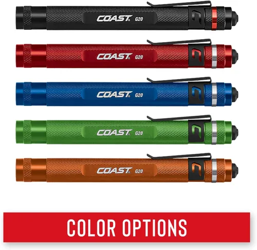 Vista 6 de Coast Faro LED HL45 de 400 lúmenes de doble color (blanco/rojo) con batería y clips de casco incluidos