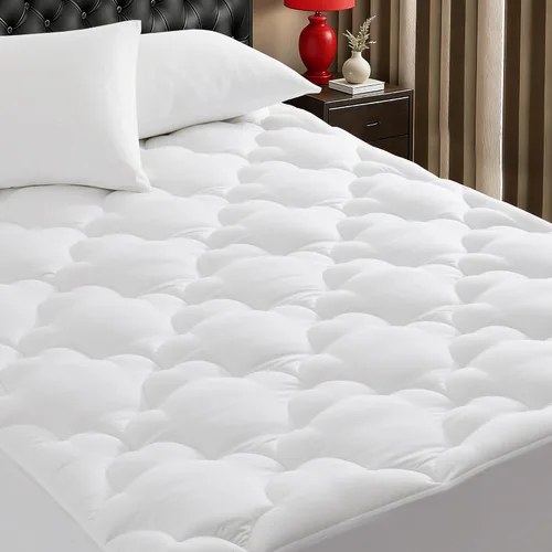 Vista 9 de Protector de colchón de 600 GSM con superficie acolchada (Pillow Top), funda de colchón, protector de colchón con superficie de algodón, funda