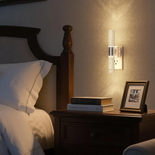Vista 5 de DORESshop Luz nocturna LED, luces nocturnas giratorias que se enchufan a la pared con sensor de luz automática de 3000 K luz nocturna con brillo