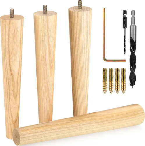 Vista 18 de Airy Abode Patas de madera de fresno prémium para muebles (kit de instalación completa): elige tu tamaño y color Ceniza