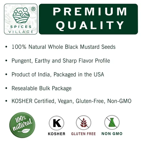 Vista 6 de SPICES VILLAGE Semillas de mostaza negra, 8 onzas, especias de mostaza entera para encurtir y chutney, kosher, sin gluten, sin OMG, bolsa resellable