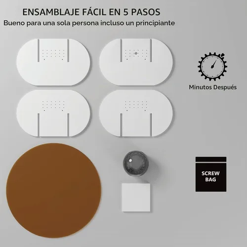 Vista 6 de HedoAjim Mesa de centro redonda LED con parte superior de cristal, mesa central con almacenamiento para sala de estar, espacios pequeños, oficina