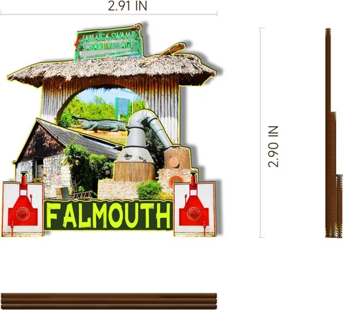 Vista 3 de Imán de madera de Falmouth Jamaica 3D para nevera, recuerdos coleccionables, decoración hecha a mano, artesanías, 2