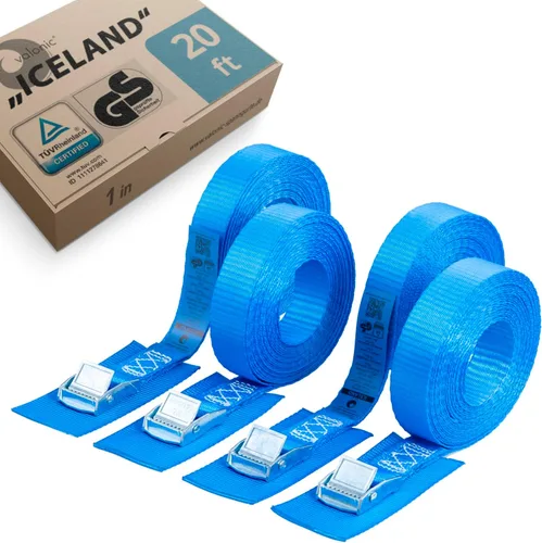Vista 11 de valonic Islandia - Correas cortas de amarre - Paquete de 4, 1.6 pies x 1 pulgada, 1100 libras, certificado por TÜV Rheinl, almohadilla