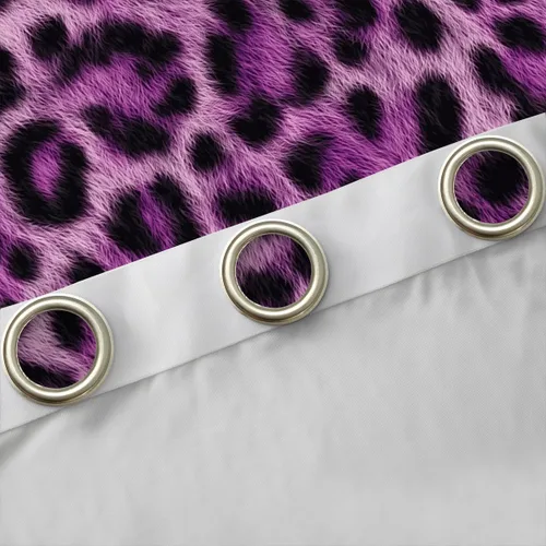 Vista 5 de Feelyou Purple Leopard Print Blackout Curtains Black Wild Safari Darkening Drapes for Bedroom Living Room Decor Cheetah Fur Wildlife Thermal