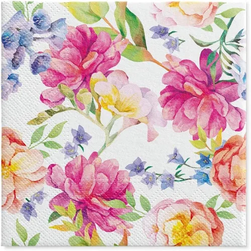Vista 4 de Servilletas de papel de flores de primavera y verano, tamaño almuerzo, desechable, 20 unidades, 13 x 13 pulgadas (desplegadas) (Bird of Paradise)