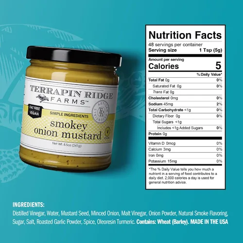 Vista 2 de Terrapin Ridge Farms Smokey Onion Gourmet Mustard - Un frasco de 8.5 onzas