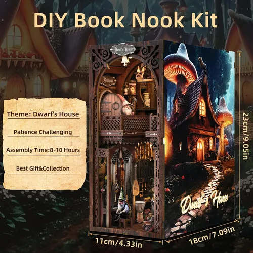 Vista 2 de Kit de Rincón de Libros, Kits de Rincón de Libros para Adultos, Construcción de Modelo de Rincón de Libros DIY, Rompecabezas de Madera 3D DIY