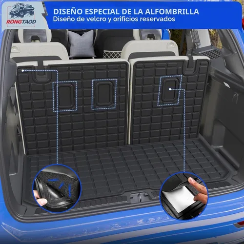 Vista 6 de Rongtaod Alfombrillas de piso compatibles con Honda Pilot 2016-2022 de 7 asientos, alfombrilla de maletero, alfombrilla de carga, forro de carga