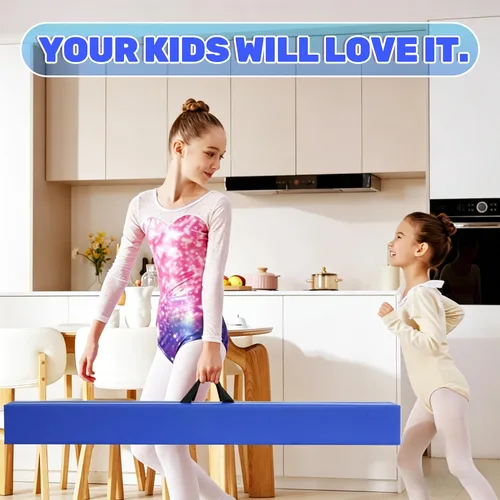 Vista 9 de FC FUNCHEER - Viga de equilibrio plegable, viga de suelo para gimnasia, equipo de gimnasia para niños, base de madera, fondo antideslizante y bolsa