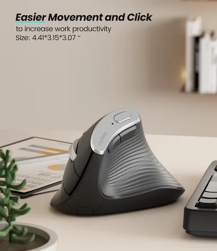Vista 7 de Nulea M510 - Mouse vertical inalámbrico, ergonómico para un seguimiento cómodo, 3 DPI ajustables (800-1200-1600), mouse vertical inalámbrico de 2.4G