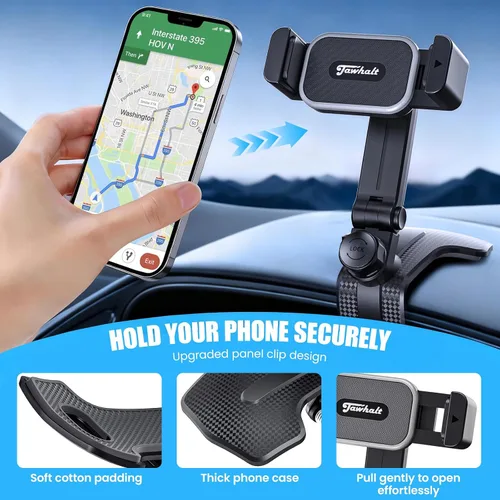 Vista 4 de Soporte universal para teléfono celular para tablero de instrumentos con rotación de 360°, clip multifuncional para automóvil, compatible con todos