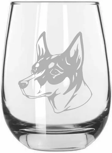 Vista 506 de Shar Pei (chino) - Vaso de vino sin tallo grabado para perro, 15.25 onzas