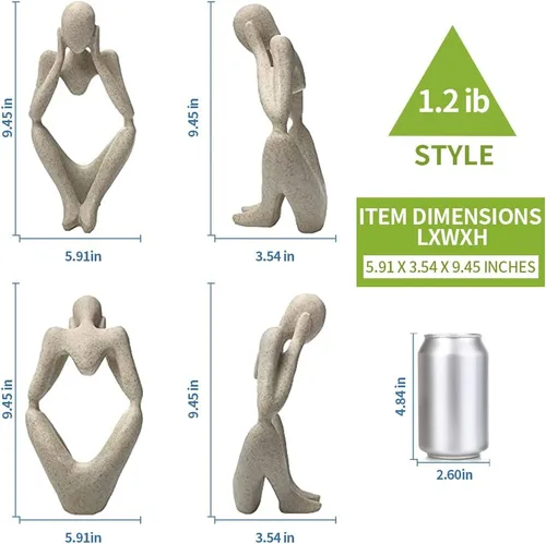 Vista 3 de prosfalt Estatua de escultura abstracta de resina de arenisca estilo pensador, figuras coleccionables, decoración de escritorio para oficina en casa