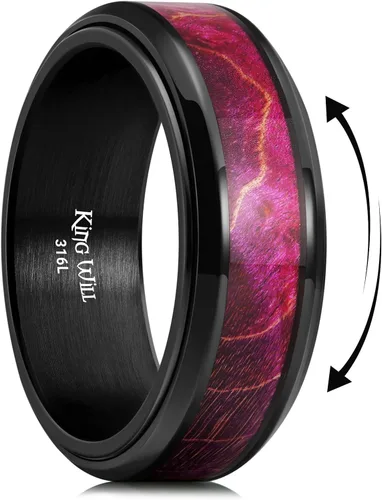 Vista 8 de King Will Anillo giratorio de acero inoxidable 316L para hombres y mujeres, anillo antiestrés de 0.315 pulgadas de ancho con patrón de dragón/nudo