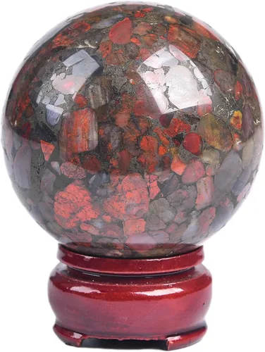 Vista 23 de JIC Gem Piedra Natural de Jaspe Africano Cristal de Curación Esfera Adivinación Bola de Piedra Preciosa, Feng Shui Reiki Aura Decoración