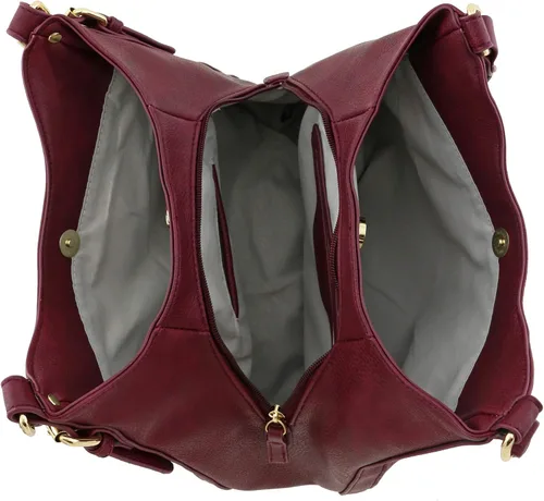 Vista 5 de Bolsa de hobo mediana de piel sintética de 3 compartimentos.