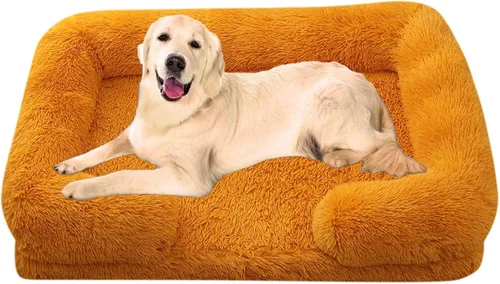 Vista 7 de Camas ortopédicas para perros de gran tamaño con forro impermeable y parte inferior antideslizante, cama rectangular lavable para perros y gatos