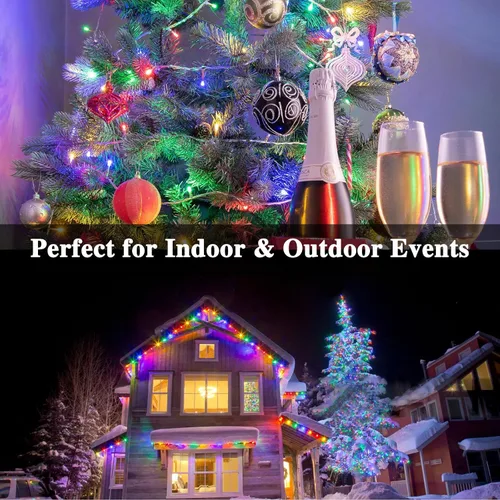 Vista 8 de Guirnalda de 240 luces LED multicolor de 88 pies para interiores y exteriores, luces conectables para árbol de Navidad, impermeables, 8 modos