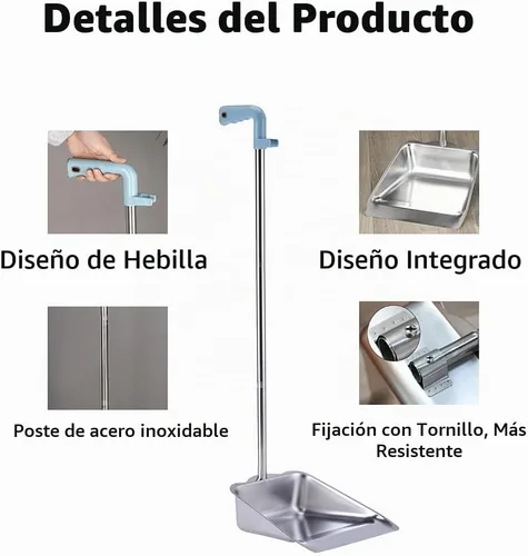 Vista 3 de YONILL - Recogedores con mango largo - Recogedor vertical de metal resistente, recogedor de 35" con mango largo para vestíbulo, garaje, hogar
